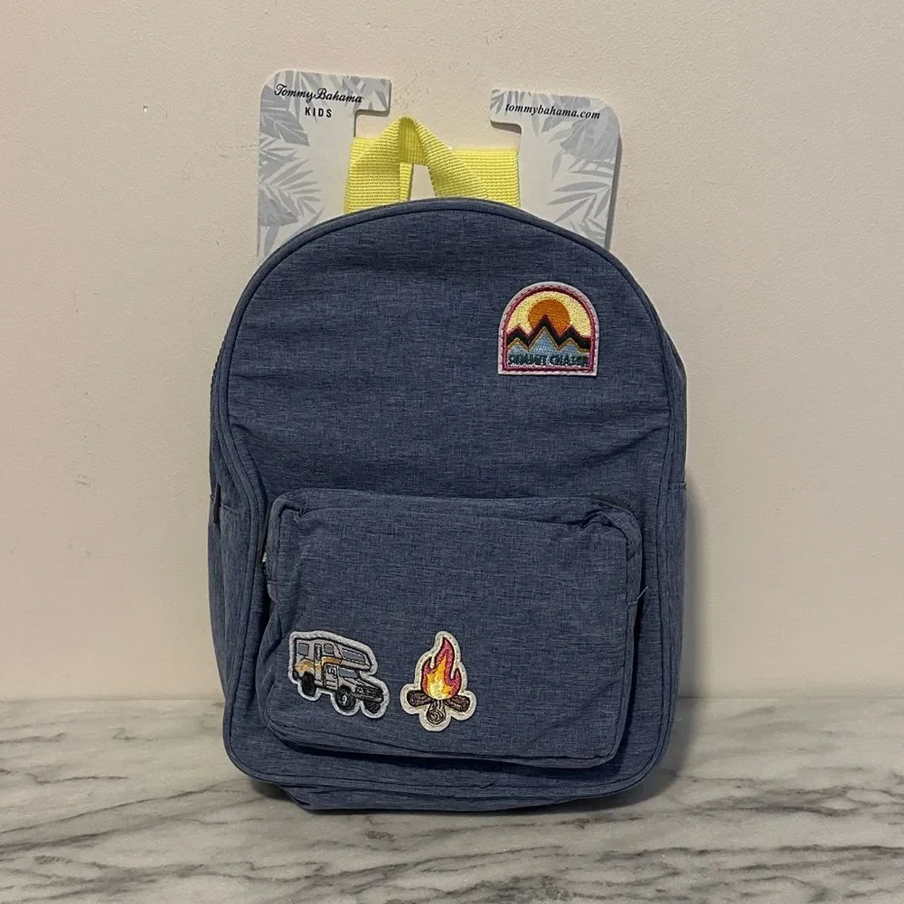 Tommy Bahamas Blue Kids Backpack with Patches NEW NWT